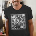Weird Girls Club Vintage Linocut Retro Introvert Aesthetic Men's V-Neck T-Shirt