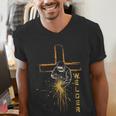 Welder Christian Cross Weld Welding Dad Jesus Lover Men's V-Neck T-Shirt