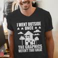 I Went Outside Once Introverts Joke Social Loner Men's V-Neck T-Shirt