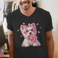 Westie Dog Valentines Day Dog Mom Westie Dad Candy Sucker For Men Women Girls Kids Men's V-Neck T-Shirt
