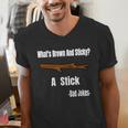 What's Brown And Sticky A Stick -Dad Jokes- Men's V-Neck T-Shirt