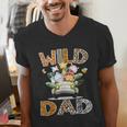 Wild Dad 1St Birthday Safari Jungle Animal Truck Men's V-Neck T-Shirt