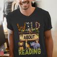 Wild About Reading Reading Books And Bookworm Library Day Men's V-Neck T-Shirt