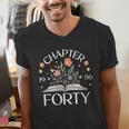 Women's 1986 Chapter Forty 40th Birthday Wildflower Book 40 Year Old Men's V-Neck T-Shirt
