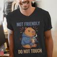 Women's Grouchy Capybara Not Friendly Do Not Touch Introvert Men's V-Neck T-Shirt