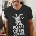 Women's Please Chew Quieter Introvert Quietness Silence Lover Men's V-Neck T-Shirt