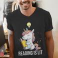 Women's Reading Is Lit Unicorn Library English Teacher Book Lover Men's V-Neck T-Shirt Women's Reading Is Lit Unicorn Library English Teacher Book Lover Men's V-Neck T-Shirt