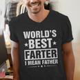 World's Best Farter I Mean Father Retro Father's Day Dad Men's V-Neck T-Shirt