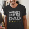 Worlds Okayest Dad Vintage Style Men's V-Neck T-Shirt