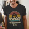 Wrestling Dad Vintage Wrestling Retro Wrestling Lover Men's V-Neck T-Shirt