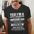 Yes I'm a Lucky Daughter I Have a Freaking Awesome Dad Men's V-Neck T-Shirt