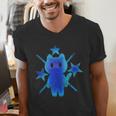 Yk2 Grunge Earthy Blue Cat With Stars Tomboy 90s Nostalgia Men's V-Neck T-Shirt Yk2 Grunge Earthy Blue Cat With Stars Tomboy 90s Nostalgia Men's V-Neck T-Shirt