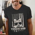 Yorkie Dad Cool Vintage Retro Proud American Men's V-Neck T-Shirt