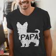 Yorkshire Terrier Papa Dog Puppy Doggie Pet Lover Yorkie Dad Men's V-Neck T-Shirt