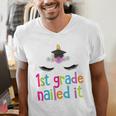 1st Grade Nailed ItShirt Unicorn Graduation Class Of 2018 Men's V-Neck T-Shirt