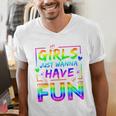 80's Girls Just Wanna Have Fun Nostalgia 1980s Style Premium Tri-Blend Men's V-Neck T-Shirt