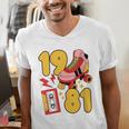 80s Vibes Mixed Tapes & Roller Skates 1981 Nostalgia Retro Men's V-Neck T-Shirt