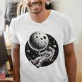 Astronaut Aesthetic Holding Moon Balloon Planets Introvert Men's V-Neck T-Shirt