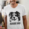 Aussie Dad Australian Shepherd Dog Dad For Men Men's V-Neck T-Shirt
