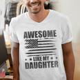 Awesome Like My Daughter Mom Dad American Flag Men's V-Neck T-Shirt