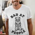 Bad At People Ferret Introvert Saying Slogan Men's V-Neck T-Shirt
