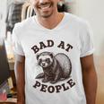 Bad At People Ferret Introvert Saying Slogan Tee Men's V-Neck T-Shirt