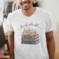 Barely Tolerable Book Lover Floral Quote Pride And Prejudice Men's V-Neck T-Shirt