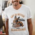 Belgian Malinois Dog Breed Life Is Better With Books And a Men Women Kids Men's V-Neck T-Shirt