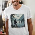 Bigfoot Sasquatch & Loch Ness Monster Introvert Bruh Men's V-Neck T-Shirt