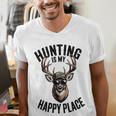 Camo Deer Hunting Is My Happy Place Dad Hunter Men's V-Neck T-Shirt