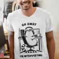 Cat With Coffee On Computer Go Away I'm Introverting Men's V-Neck T-Shirt