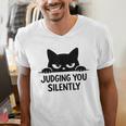 Cat For Cat Lover Mom Dad Cat Judging You Silently Men's V-Neck T-Shirt