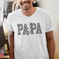 Checkered Papa Lightning Bolt Fathers Day Dad Grandpa Men's V-Neck T-Shirt
