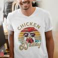Chicken-Shirt Rooster Daddy Vintage Farmer Dad Father Men's V-Neck T-Shirt