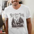 Christian Jesus Bible Verse Deer Elk Buck Hunting Dad Hunter Men's V-Neck T-Shirt