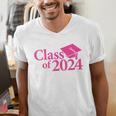 Class Of 2024 Pink For Girls And Women Graduation Men's V-Neck T-Shirt