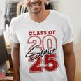 Class Of 2025 Senior 2025 Graduation Red Raglan Baseball Tee Men's V-Neck T-Shirt