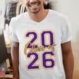 Class Of 2026 Graduation Varsity Purple Yellow On The Back Men's V-Neck T-Shirt