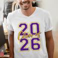 Class Of 2026 Graduation Varsity Purple And Yellow Letters Men's V-Neck T-Shirt