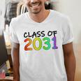 Class Of 2031 Pre-K -12th Grade Hand Prints Space Graduation Men's V-Neck T-Shirt