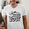 Class Of 2037 Senior Retro 2037 Grad Graduate Graduation Men's V-Neck T-Shirt