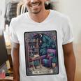 Color Graphic The Introvert Tarot Card Raglan Baseball Tee Men's V-Neck T-Shirt