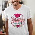 Coquette Pink Bow Senior 2026 2027 Graduation Men's V-Neck T-Shirt