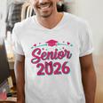 Coquette Pink Bow Senior 2026 Class Of Graduation Men's V-Neck T-Shirt
