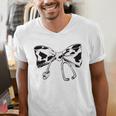 Cow Print Bow And Stethoscope Nurse RN Graduation Coquette Men's V-Neck T-Shirt