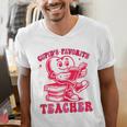 Cupid's Favorite Teacher Valentines Day Heart Book Lover Men's V-Neck T-Shirt Cupid's Favorite Teacher Valentines Day Heart Book Lover Men's V-Neck T-Shirt