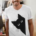Curious Cat Peeking Sneaky Cat Cat Mom Cat Dad Men's V-Neck T-Shirt