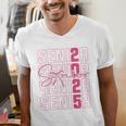 Cute Girls Women Class 2025 Graduation Senior Coquette Bow Men's V-Neck T-Shirt
