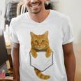Cute Tabby Cat Pocket Cat Mom Cat Dad Cat Lover Men's V-Neck T-Shirt