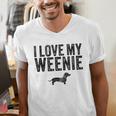 Dachshund Dog I Love My Weenie Dad Mom Dog Lover Men's V-Neck T-Shirt